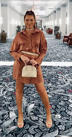 My Kim Collection Shirt Dress Satin Button Down thumbnail 1