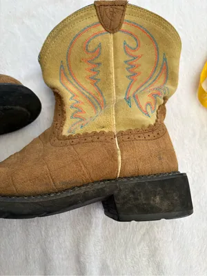 Ariat women's size 9.5 B cowboy boots fatbaby Blue Tan Western rodeo thumbnail 2