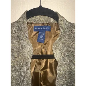 Karen Scott Paisley Print Button‎ Front Jacket Career Office Coat Size 14 thumbnail 3