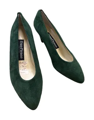 Evan Picone women’s green leather suede heels shoes size 5M SKU 3812 thumbnail 1