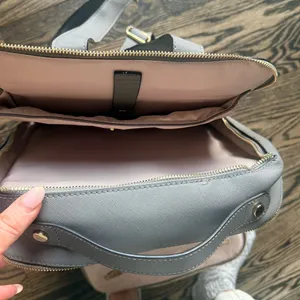 Calpak Grey Leather Bagpack Gray thumbnail 7
