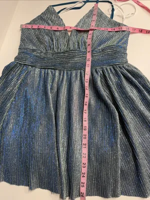 Lulu's shimmery hoco dress silver blue green crinkly glam fairycore pixie large thumbnail 8