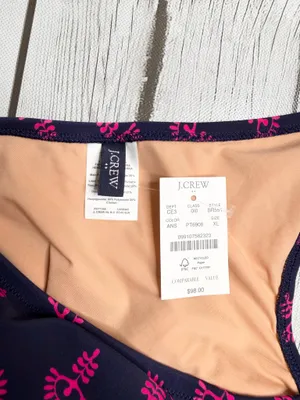 J. Crew One Piece Swimsuit Women’s Size XL Blue Printed Ruched One Shoulder NWT thumbnail 4