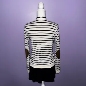 Poof! Striped Cream and Black Cardigan with Elbow Patches thumbnail 11