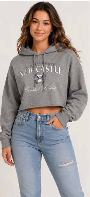 Hollister New Castle Coastal Sailing Cropped Hoodie Women’s XL Gray thumbnail 1