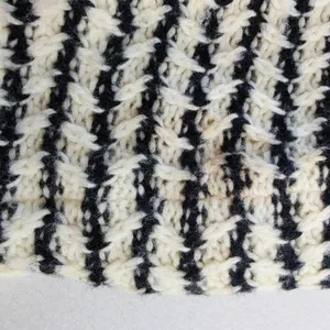 Theory Innis B‎ Loryelle Wool Sweater Black White Textured Stripe D1011730 thumbnail 5