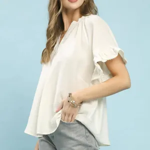 Umgee Ruffle Sleeve V-Neck Flutter Blouse‎ thumbnail 2