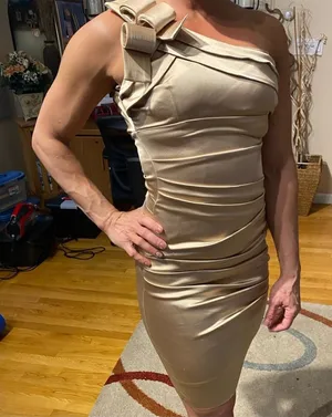 Cache gold one‎ shoulder dress size 2 thumbnail 1