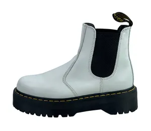 Dr. Martens 2976 Quad White Leather Round Toe Platform Chelsea Ankle Boots Sz 9 thumbnail 1