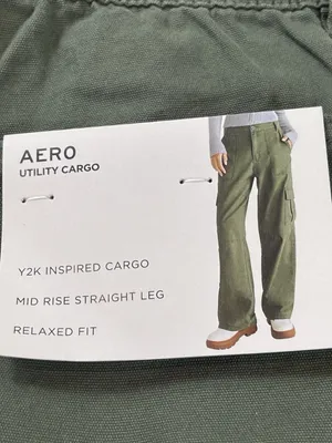 Aeropostale Aero Utility Cargo Pants Women XL Green Y2K Straight Leg Relaxed NWT thumbnail 2