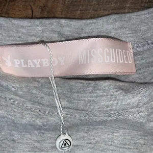 Playboy x Misguided Mission Statement T- Shirt Dress Grey/ Pink New with Tags thumbnail 7