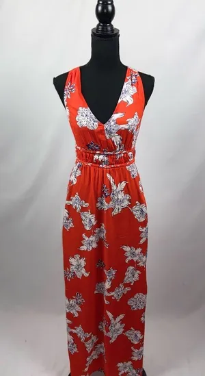 Maxi Dress Red Japna Medium Racerback Red+ White Flowers thumbnail 2