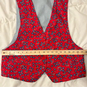Vintage 90’s Reversible Red Floral / Chambray Patterned Vest thumbnail 8