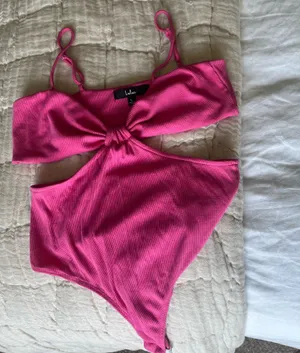 Lulus Bodysuit Pink Ribbed thumbnail 1