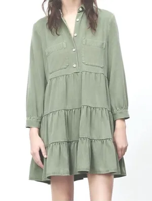 Zara Lyocell tiered mini dress thumbnail 1