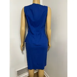 Robbie Bee Petite Royal Blue Linen Blend Peplum Top Dress 6P thumbnail 4