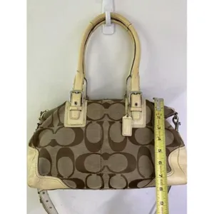 coach bag cream black fabric tote thumbnail 4