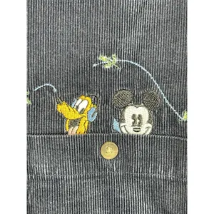 Vintage Mickey Characters Corduroy Button Up Shirt Disney Embroidered Plus 26W thumbnail 4