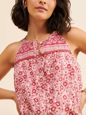Faherty Adella Floral Jumpsuit Pink Organic Cotton Size Medium NWOT thumbnail 3