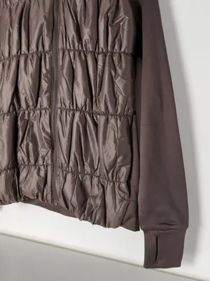 Avia Chocolate Brown Quilted Hooded Puffer Jacket thumbnail 2