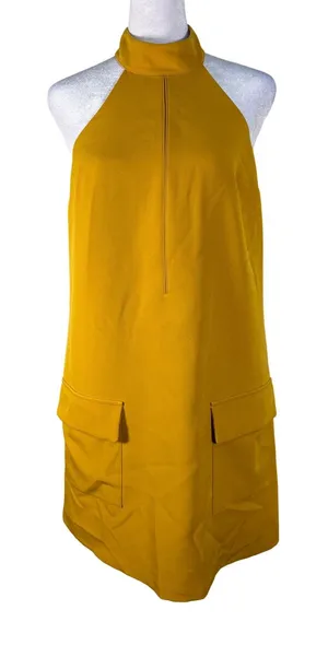 Mare Mare‎ x Anthropologie Halter Dress Women XS Gold Excellent Mod Mini Pocket thumbnail 1