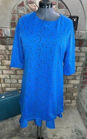 Dress 1980s polka dot shift blue black thumbnail 1