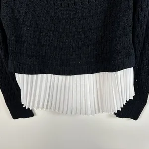 Anthropologie Maeve sweater‎ women's Medium blue white open fisherman knit work thumbnail 9