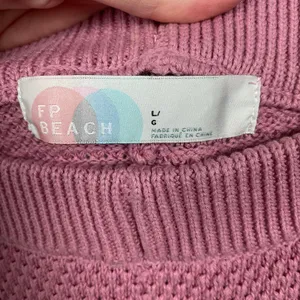 Free People Rose Pink Hailee Sweater Waffle Knit Wide Leg Cropped Pants Sz.L thumbnail 7