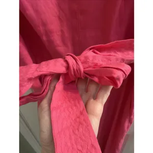 Antonio‎ Melani Linen Jumpsuit Romper Sz 6 Pink Cropped Pockets Belted Wide Leg thumbnail 5