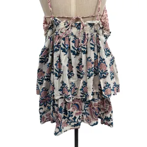 Anthropologie Celandine Straight Neck Tiered Floral Smocked Mini Dress XL thumbnail 11