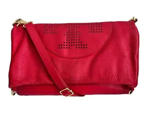 Tory Burch Red Leather ‘Kipp Foldover’ Convertible Messenger Crossbody Clutch thumbnail 1