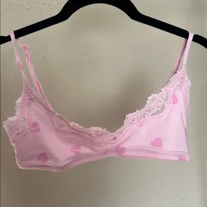 Skims‎ Heartbreaker Lace Scoop Bralette Pink Heart Print Small NWOT thumbnail 2