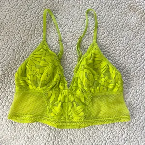 Aerie Hibiscus Lace Padded Longline Bralette Lime green thumbnail 2