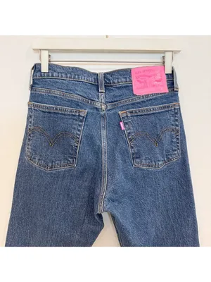 Levis Wedgie Jeans Size 27 Blue Dark Wash Frayed Raw Hem Button Fly Downtown Gir thumbnail 8
