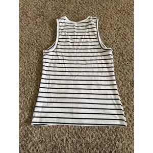 No Boundaries Women's Black White Stripped Ribbed Tank‎ Top Size Large thumbnail 5