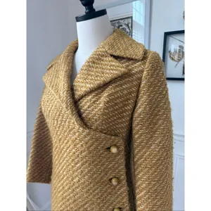 Vintage 60s Franklin Simon New York Mustard Gold Side Button Coat S M thumbnail 4