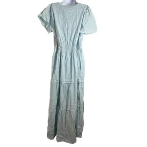 Anthropologie Somerset Maxi Dress Corydalis Blue Lurex Swiss Dot Tiered Size M thumbnail 7