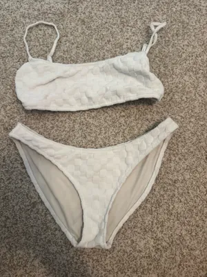 Triangl white checkered swimsuit set thumbnail 1