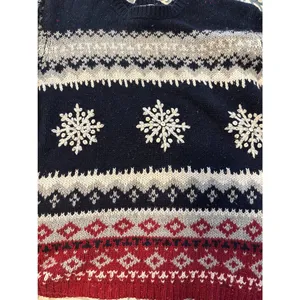 Vintage Red, White, and Blue Striped Snowflake Grandpa Sweater thumbnail 4