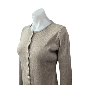 Brandy Melville Beige Crew Neck Long Sleeve Button Down Cardigan Sweater Top M/L thumbnail 3