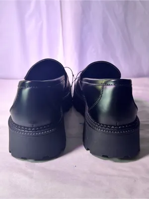 Steve Madden Black Platform Lug Sole Moccasin Loafers thumbnail 7