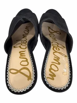 Sam Edelman | Orlie Heeled Mule Sandals Black Suede Chunky Heel Size 7.5 thumbnail 4