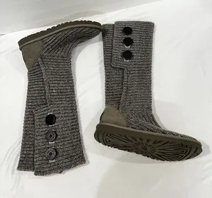Ugg Carly Boots Size 7 Heathered Gray Knit Tall Short thumbnail 1