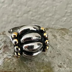 Bold Dome Ring – Silver & Gold Mixed Metal Statement thumbnail 6
