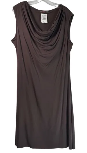 Fresh Produce Dreamtime Drape Dress Brown Cowl Neck Sleeveless Midi XL NEW thumbnail 1