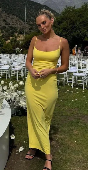 ZARA dress maxi bodycon fitted Yellow Sleeveless open back wedding party thumbnail 1