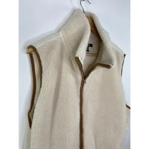 Chaps‎ Womens Cream Brown Sherpa Full Zip Vest Plus Size 1X EP3011 thumbnail 4