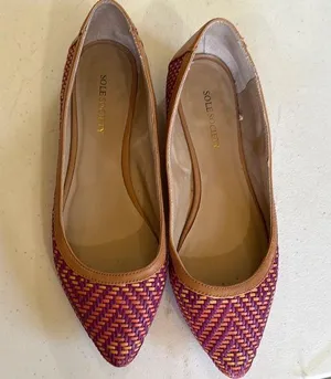 Sole Society Women's Purple and Tan Flats thumbnail 1