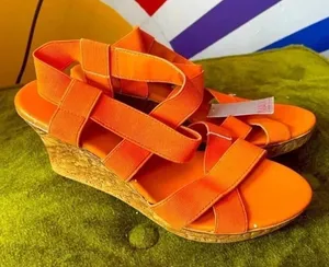 Max Rave Strappy Orange Wedges‎ NWT! Size 9 thumbnail 1