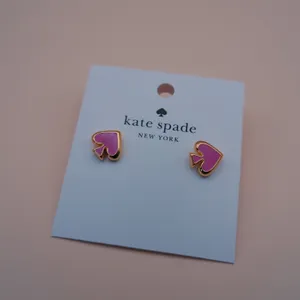 Kate Spade Everyday Spade Pink Enamel Stud Earrings Y2K Coquette Gold NEW‎ thumbnail 2